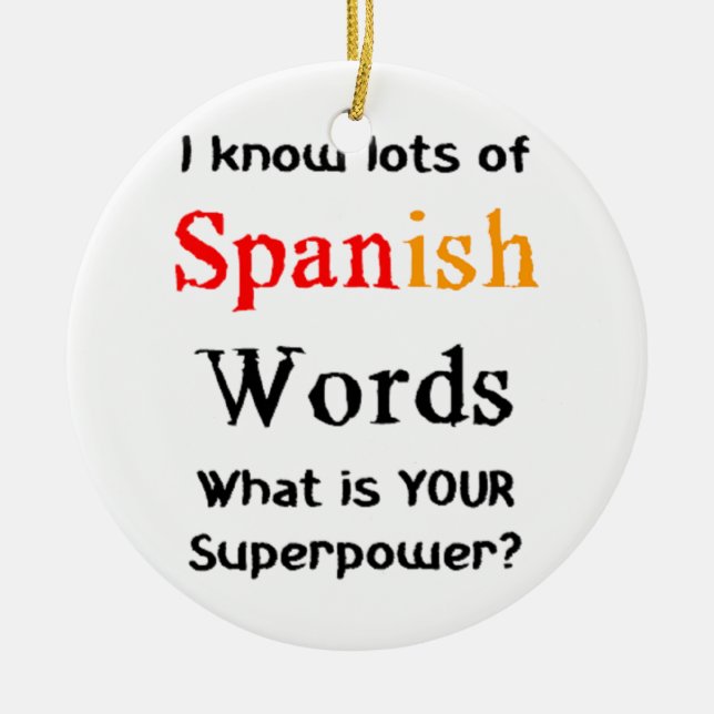 spanish words ceramic ornament (Front)