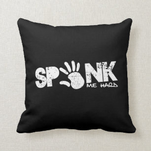 spank me hard - white distressed throw pillow
