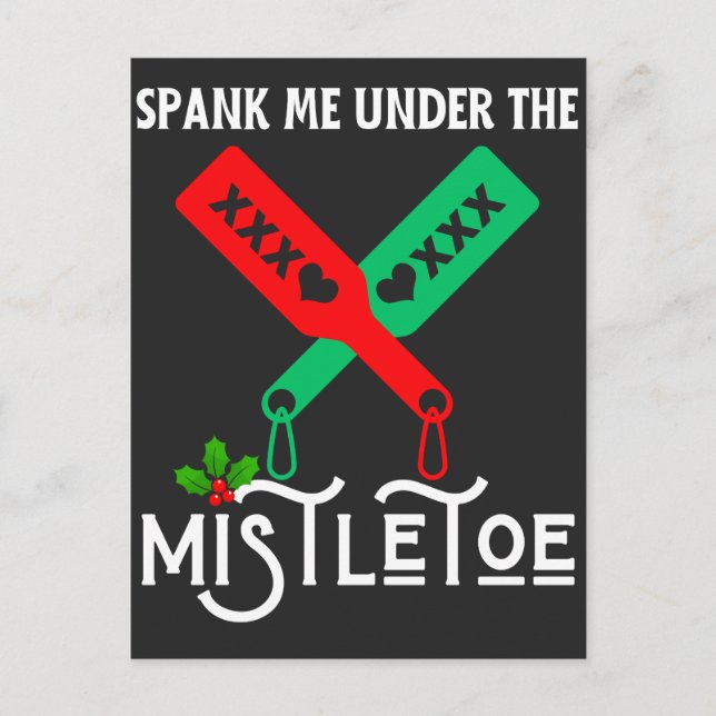 Spank Me Under The Mistletoe Christmas Sweater Postcard (Front)