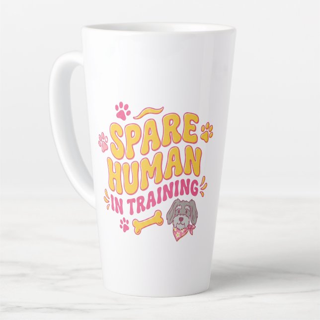 Spare human dog mug, personalised with name latte mug (Left Angle)