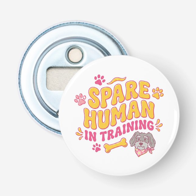 Spare human dog personalised with name bottle opener (Front)