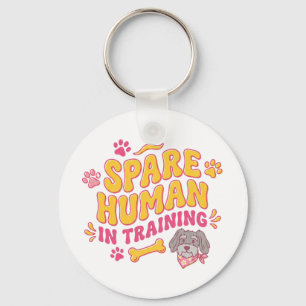 Spare human dog personalised with name keychain
