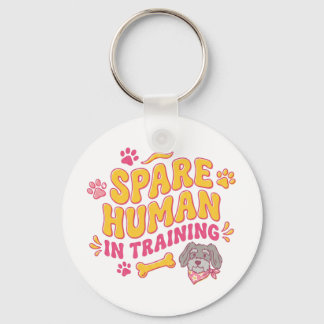 Spare human dog personalised with name keychain