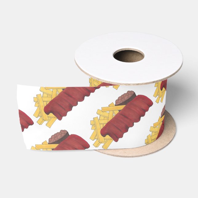 Spare Ribs BBQ Barbecue Barbeque Rib Cookoff Satin Ribbon (Spool)