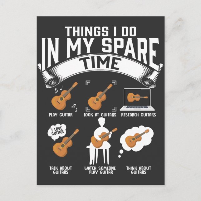 Spare Time Guitar Player Funny Guitarist Musician Postcard (Front)