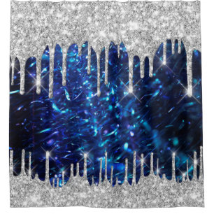 Spark Drips Glitter Blue Navy. Silver Gray