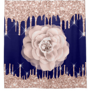 Spark Drips Glitter Diamond Blue Navy Rose Flower