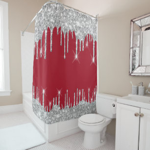Spark Drips Glitter Effect Red Wine Silver Gray