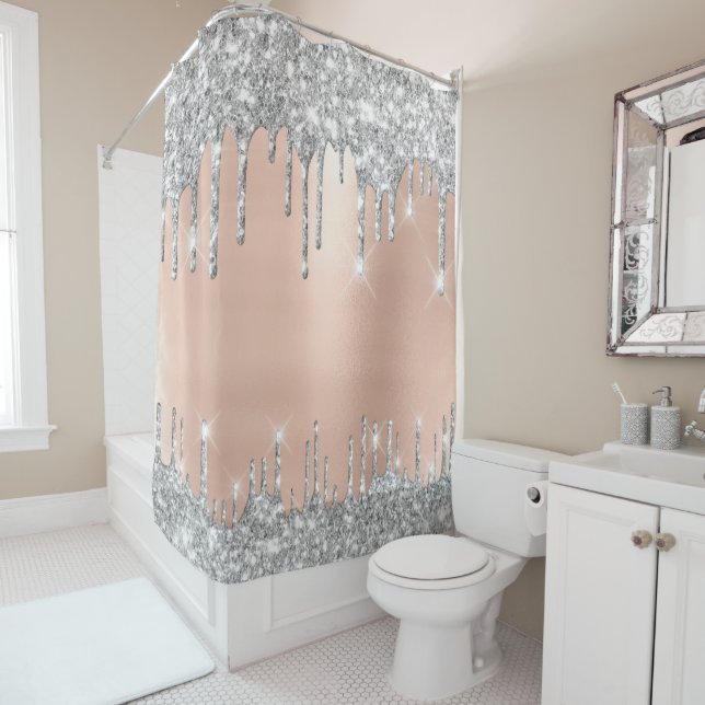Spark Drips Glitter Effect Rose Silver Grey (In Situ)