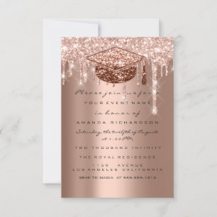 Spark Glitter Drip Rose Gold Graduate Invitation
