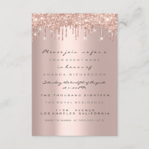 Spark Glitter Drips Rose Bridal Shower Sweet 16th Invitation