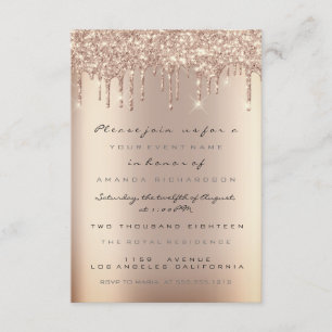 Spark Glitter Drips Rose Gold Bridal Sweet 16th Invitation