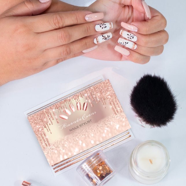 Spark Glitter Rose Spark Nails Artist Drips Appointment Card (Spark Glitter Rose Spark Nails Artist Drips Appointment Card)