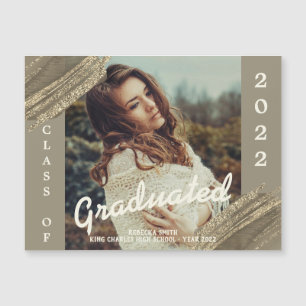 Spark Gold Graduation Photo Announcement Magnet