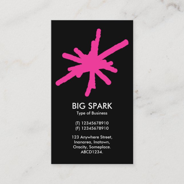 Spark - Hot Pink on Black Business Card (Front)