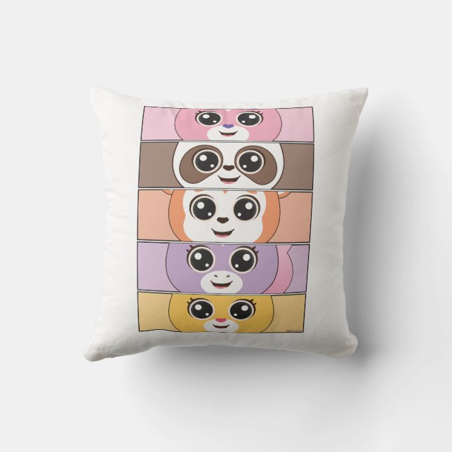 Spark Joy with Colourful Animal Characters for Kid Throw Pillow (Back)