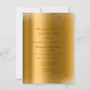 Spark Metallic Gold Glitter Sand Formal Elegant Invitation