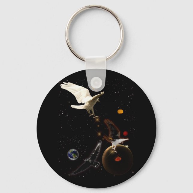 "Spark of Creation" White Raven Gifts Keychain (Front)