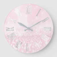 Spark Pink Grey Silver Glitter Metal Roman Numers