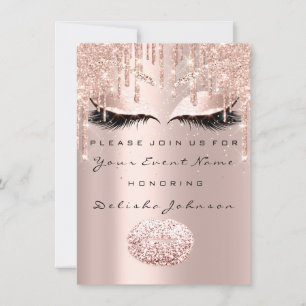 Spark Sweet 16th Drips Glitter Bridal Makeup  Lips Invitation