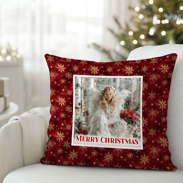 Spark Victorian Angel Red and Gold Holiday Gift Pi Throw Pillow (Spark Victorian Angel Red and Gold Holiday Gift Pillow)