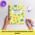 Spark Your Science! A Personalized CHEMISTRY Notebook<br><div class="desc">Unleash your inner scientist with this vibrant and personalized notebook! This modern design boasts a captivating blend of blue,  yellow,  and green illustrations that will ignite your passion for chemistry. Take your notes to the next level - from classroom discoveries to groundbreaking research - with this stylish companion.</div>