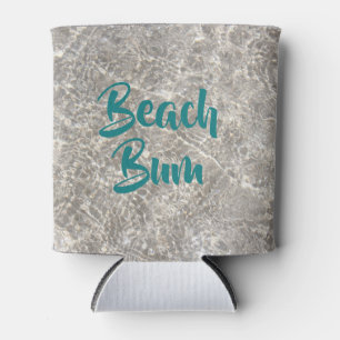 Sparkeling water on sand beach bum drink cooler