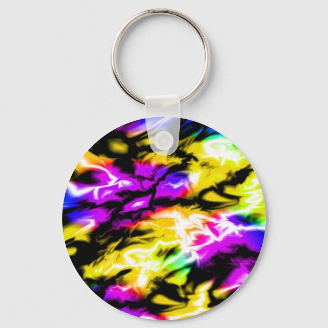 Sparking Up Yellow Black Blue Funky Bright Keychain (Front)