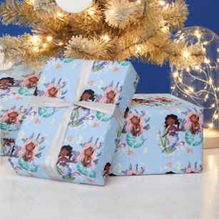 Sparkle African American Mermaid Wrapping Paper