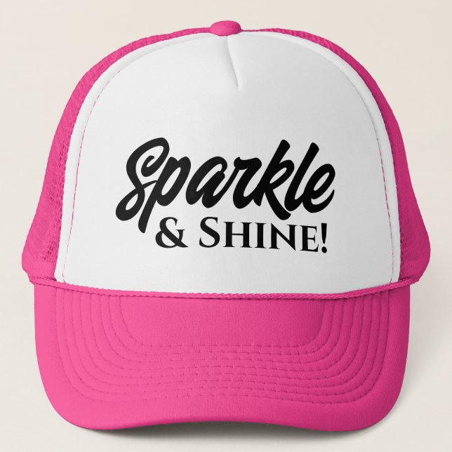 Sparkle and shine pink trucker hat for women (Front)