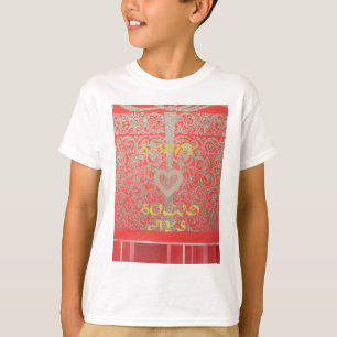 Sparkle and Shine: Red Glitter Heart Happy Holiday T-Shirt