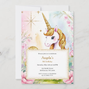 Sparkle and Shine Unicorn Birthday Girls Invitation