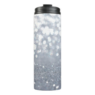 Sparkle and shiny of silver glitter abstract thermal tumbler