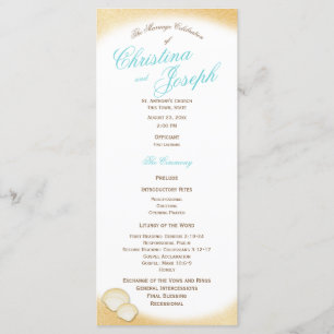 Sparkle Beach Golden Seashell Wedding Program