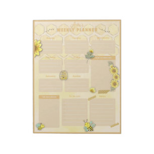 Sparkle Bee Weekly Planner Notepad