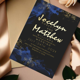 Sparkle Black Dusty Blue gold Watercolor Wedding 