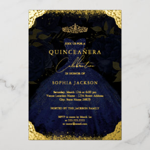 Sparkle Blue Gold Dress Tiara Photo Quinceanera 
