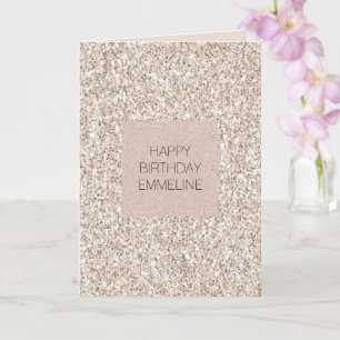 Sparkle Blush Cream Glitz Glitter Birthday  Card