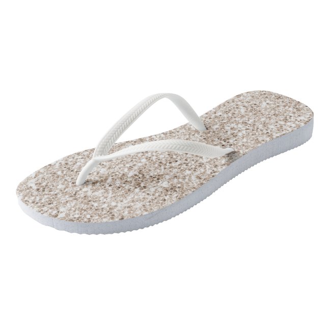 Sparkle Blush Cream Glitz Glitter         Flip Flops (Angled)