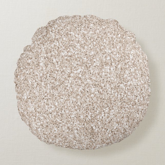 Sparkle Blush Cream Glitz Glitter      Round Pillow (Front)