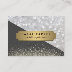 Sparkle Bokeh with Faux Metallic Gold Label Business Card