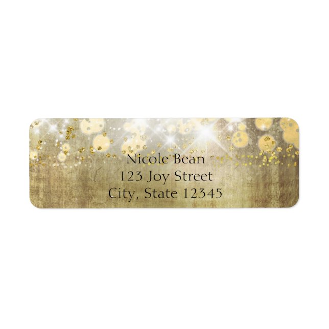 Sparkle Bright Lights Rustic Gold Invitation (Front)