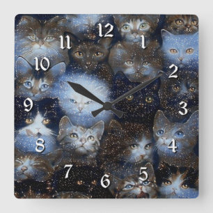 Sparkle Cats Square Wall Clock