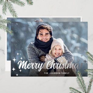 Sparkle Christmas 2 PHOTO Greeting Silver Foil Holiday Card