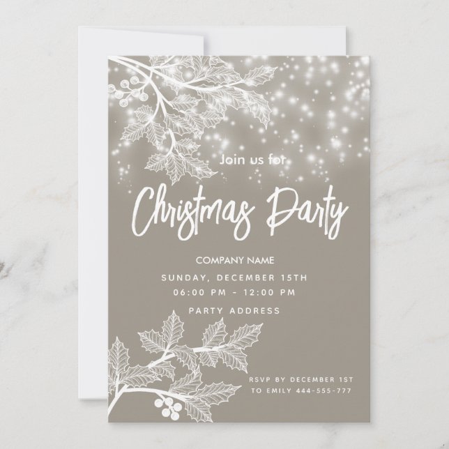 Sparkle Christmas braches corporate Christmas Invitation (Front)