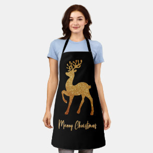 Sparkle Christmas Gold Reindeer Apron