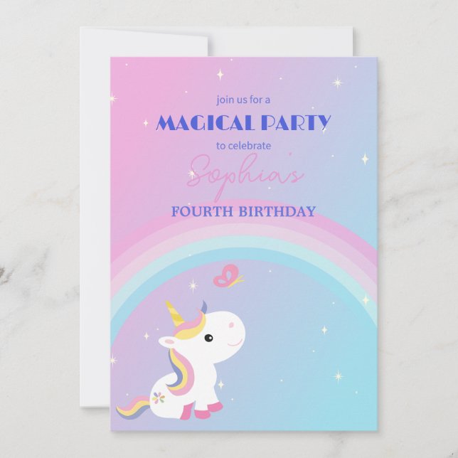 Sparkle & Clouds Unicorn Party Invitation (Front)