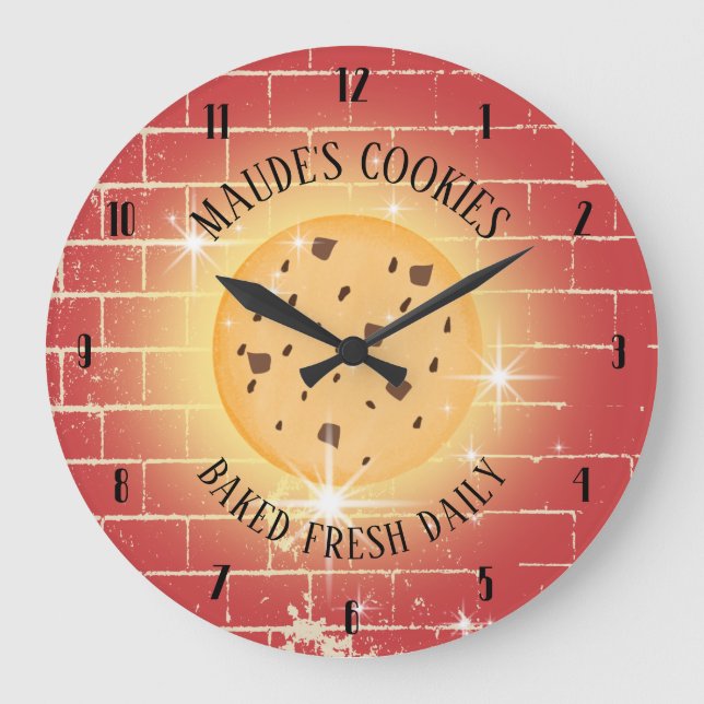 Sparkle cookie brick personalized baking kitchen large clock (Front)