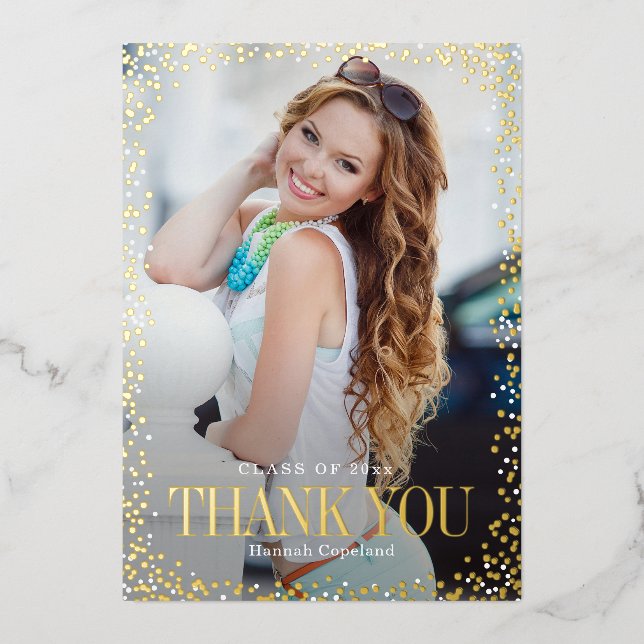 Sparkle Delight Foil Graduation Thank You Card (Front)