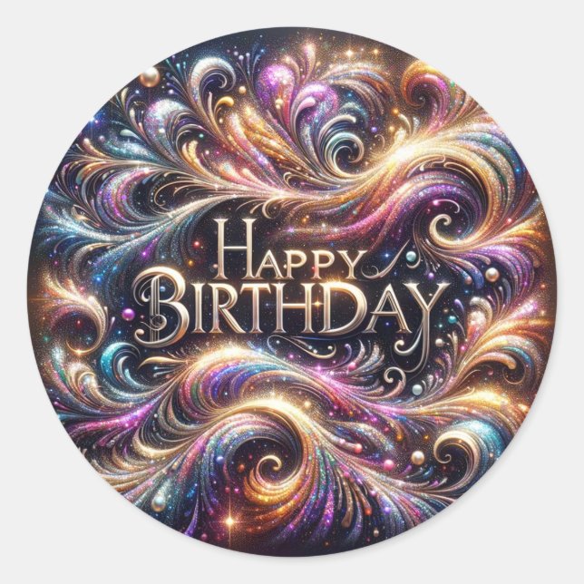 Sparkle design Birthday stickers (Front)